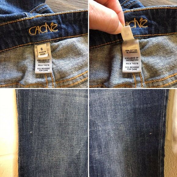 Cache Denim Womens Capri High Rise Rhinestone Denim Medium Wash Jeans 6 - Picture 12 of 12